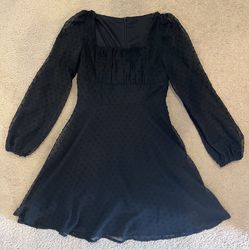 Girls Black Long Sleeve Dress (Size XXS)