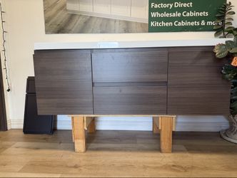 Brand New Double Sink Bathroom Vanity Cabinet with White Double Bowl Top