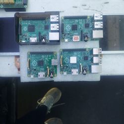 “4x Raspberry Pi boards (A+, 2x B+, Pi 2 Model B)”