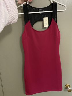 Maroon and black lace dress