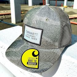 Carhartt 107003 Mesh Wool Back Logo Patch Great Camo Green Baseball Cap Hat OS
