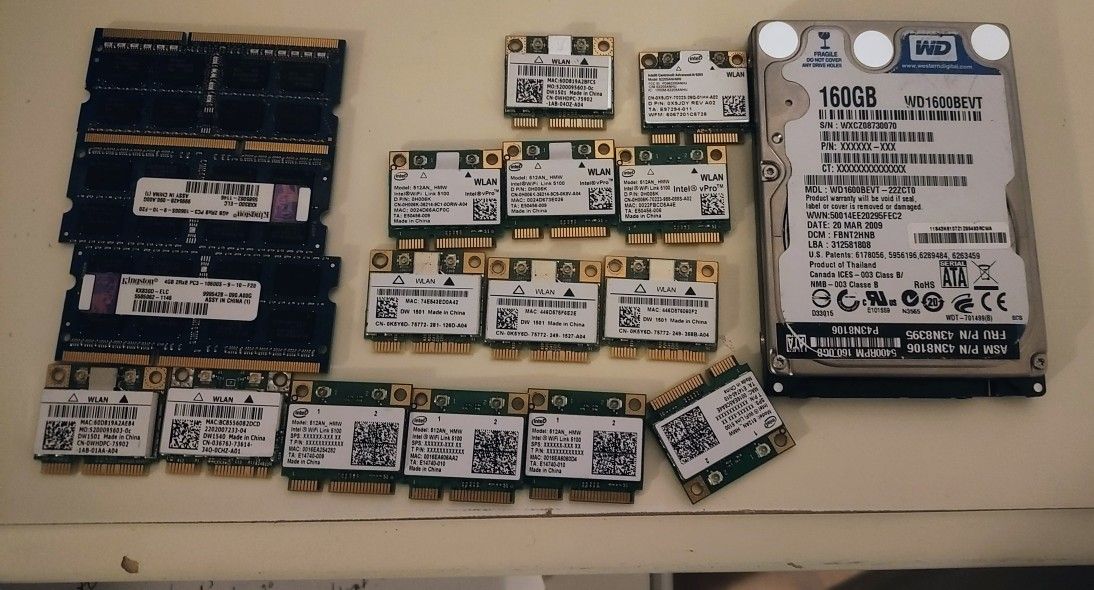 Hard Drive , 3 Kingston 4GB DDR3-1333 SODIMM modules (laptop RAM), And ...