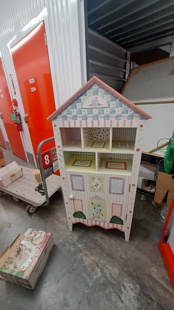 Dollhouse / Bookcase / Storage Hutch Hand Painted 