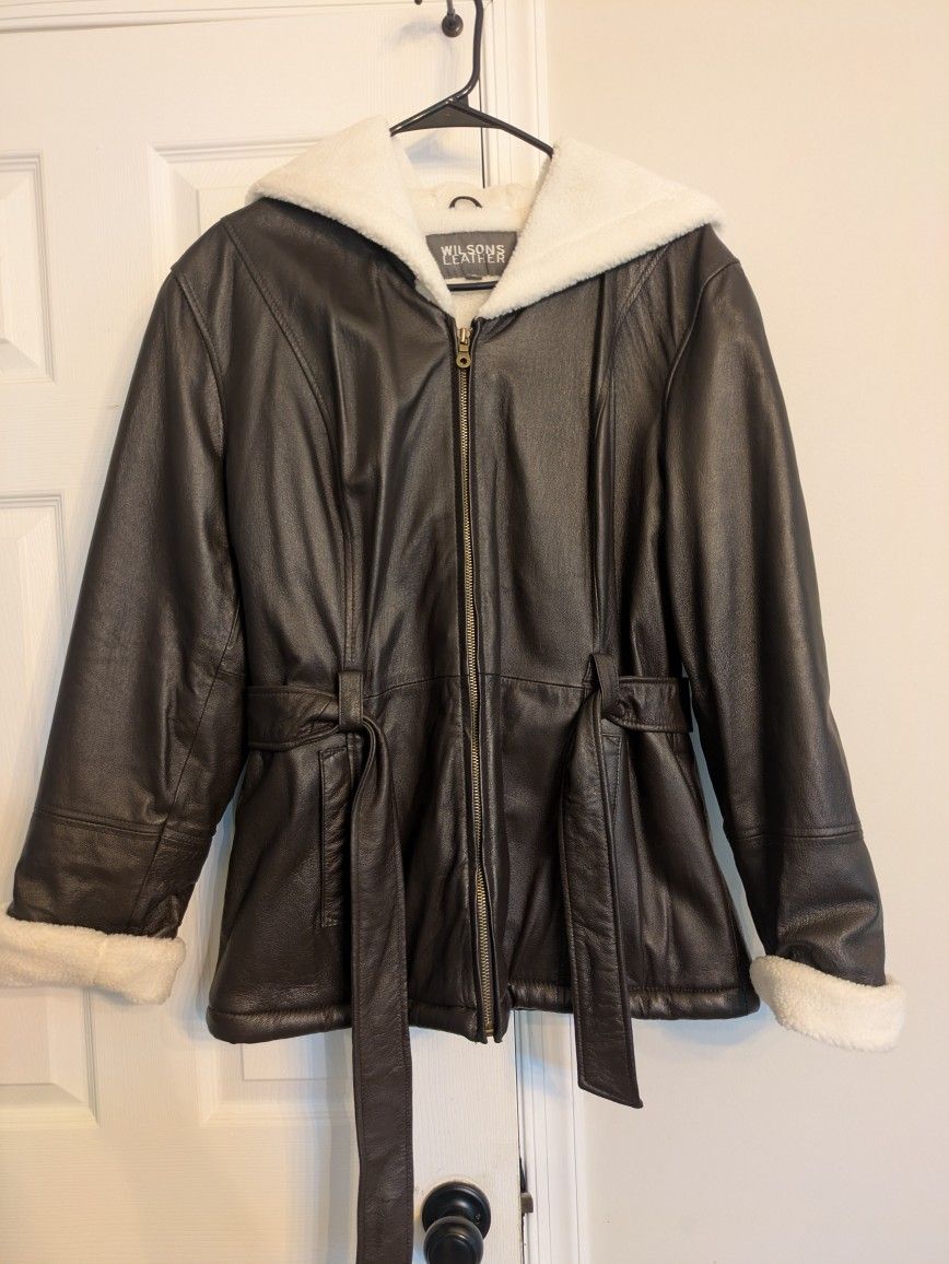Woman M Wilson's Genuine Leather Coat