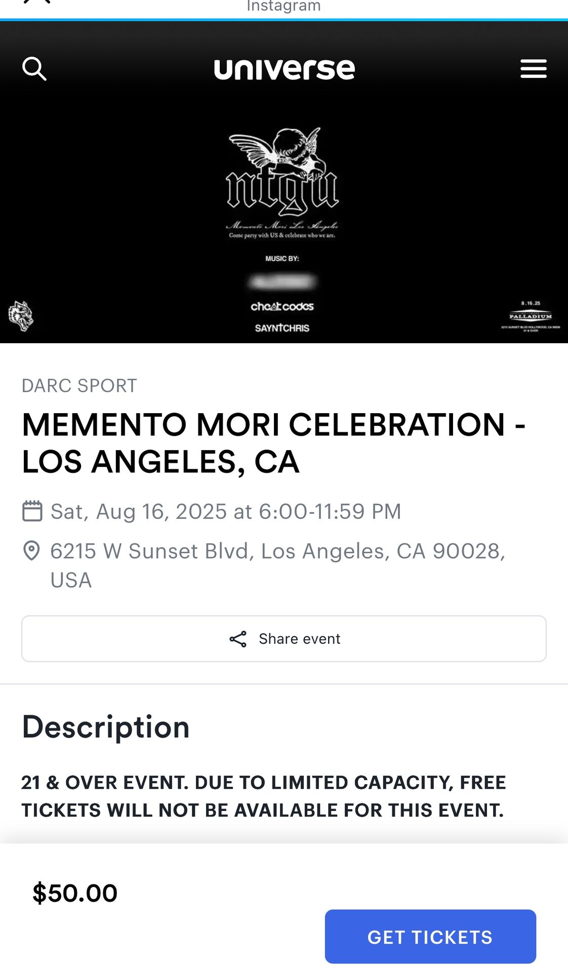 Darc Sport Tickets LA 8/16