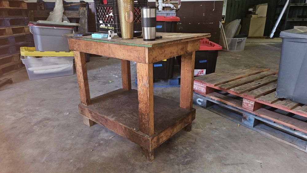 Small Work Table Workbench Shelf Shelves Storage Workstation