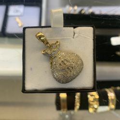 DIAMOND MONEY BAG PENDANT 10K 