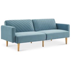 76.8" Futon Sofa Bed, Small Couch, Sleeper, Loveseat, Mid Century Modern Futon Couch, Sofa Cama, Couches for Living Room (Old Rosa Velvet)