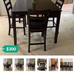 Tall Dining Table Set With 4 Chairs 