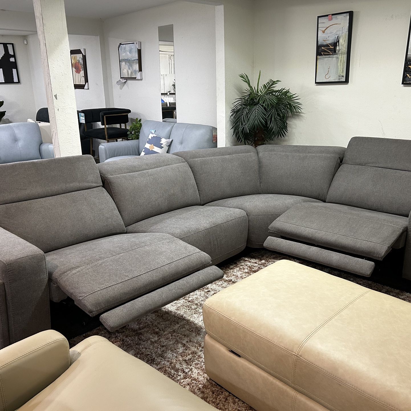 4 Pc Fabric Sectional With 2 Power Recliners- Adney