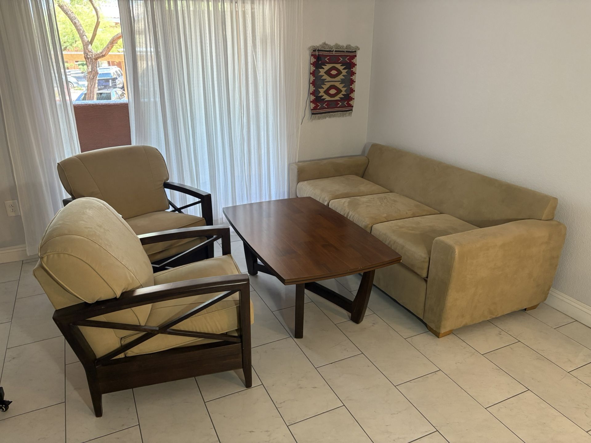 Sofa / Couch,  two armchairs and coffee table.