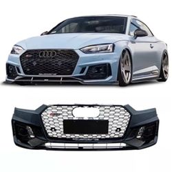 Fit 17-19 Audi A5 Facelift To RS5 Style Front Bumper Kit With Grille