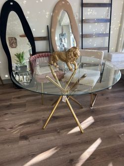 Gold Round Dining Table 47”