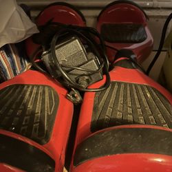 2 Red Hoverboards With Chargers 