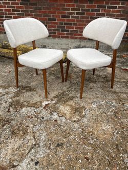 Pair open box West Elm Hyde upholstered dining side chairs