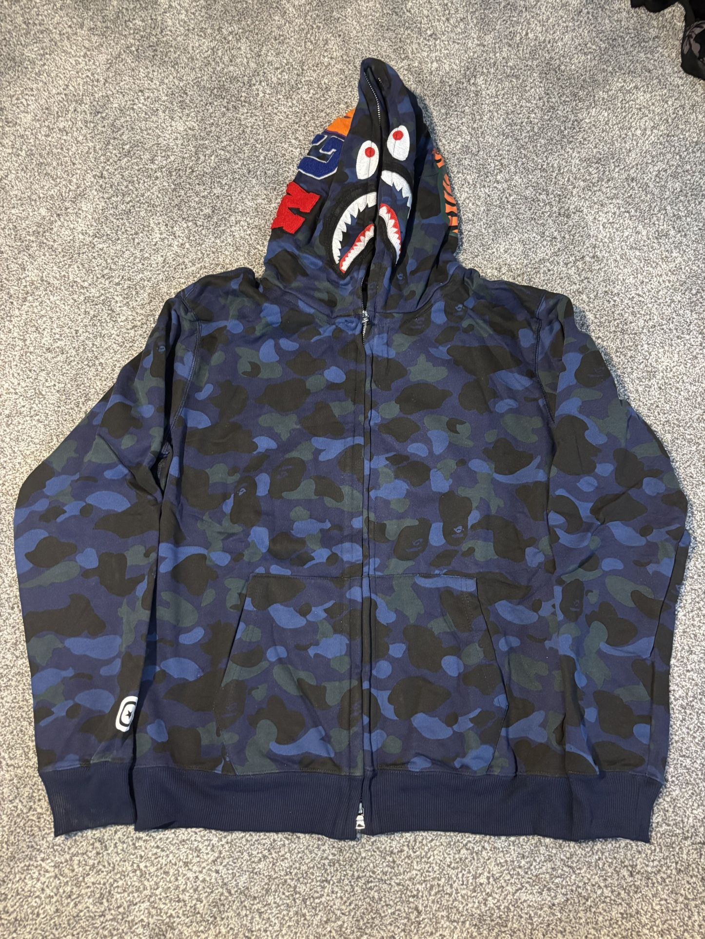 BAPE Camo Shark Full Zip Hoodie Navy Blue