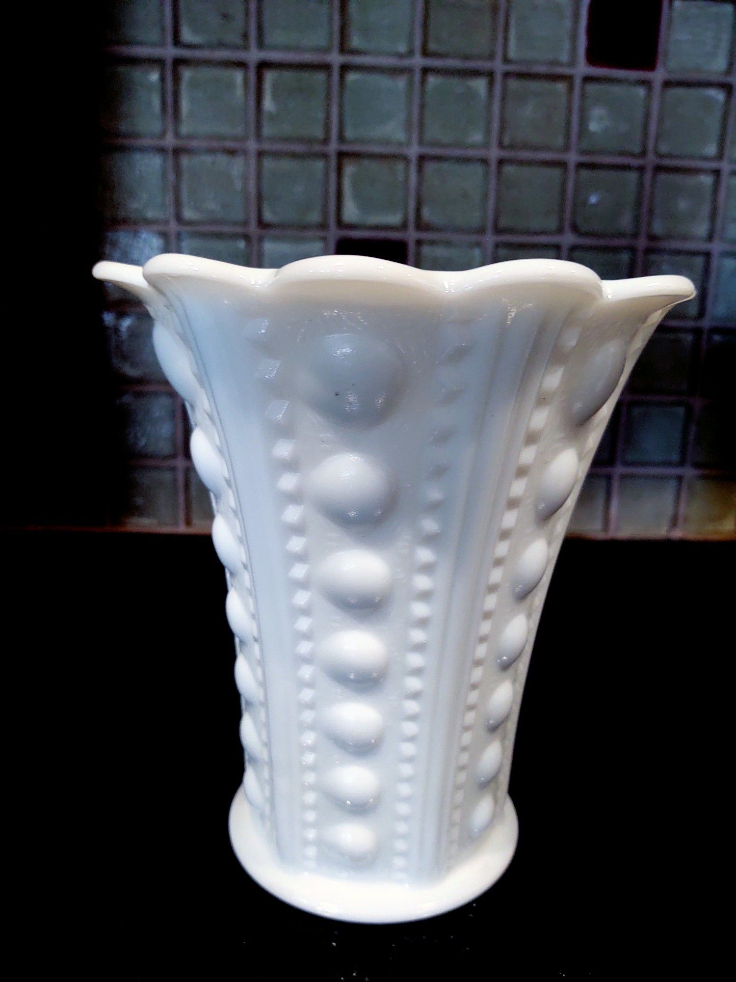 Mid Century Milk Glass Vase