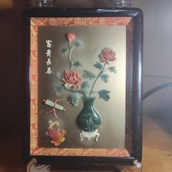 Vintage Jade Shadow Box Picture 10x8 
