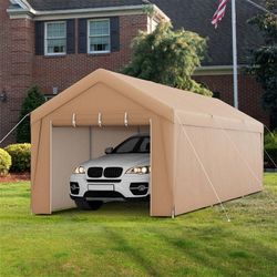 Carport 10x20 Heavy Duty Portable Garage w/Removable Sidewalls & Roll-Up Door Car Canopy Party Tents Waterproof UV Resistant All Weather Car Port for