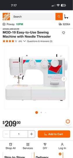 MOD-19 Easy-to-Use Sewing Machine with Needle Threader