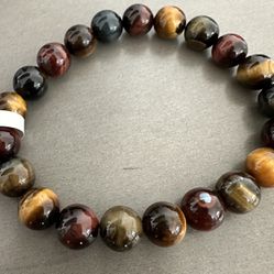 New, Men’s Triple Tiger Eye Stone Bracelet. Several Sizes To Choose From. Jewelry Bag Included.