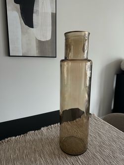 Warm Amber Glass Decorative Vase Tall NEW