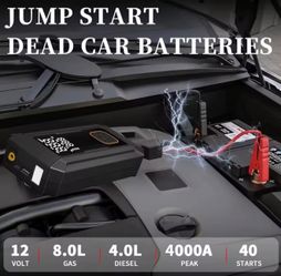 Car Jump Starter with Air Pump 4000A Jump Starter &150PSI Air Compressor, Portable Auto Power Bank ,Tire Inflator, LED Light