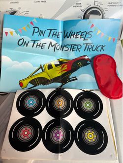 Pin the Wheels on the Monster Truck with Banner
