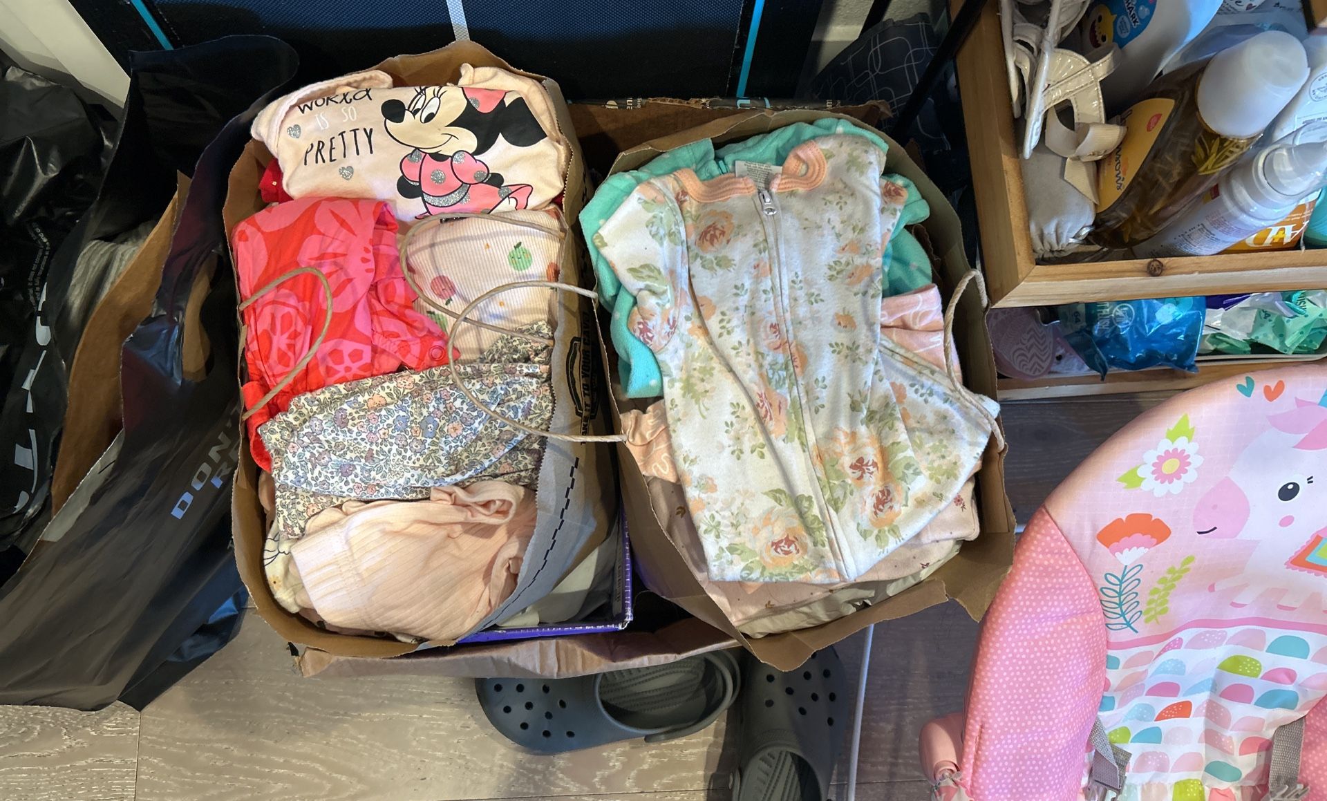 Two Full Bags Of Girl Clothes And Swaddle And Halo Sleep sacks