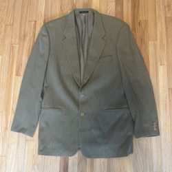 Vintage Emporio Armani Wool Rayon Blazer Size 54 Italy Made Herringbone Tweed