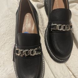 NWT BCBGeneration Size 6.5M Black Faux Leather Chunky Loafers