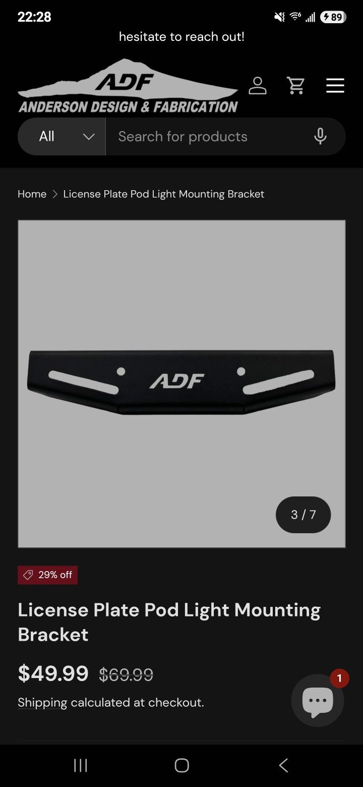 Anderson Design & Fabrication License Plate Pod Light Mounting Bracket