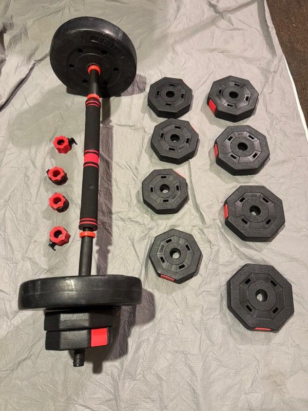 WEIGHT BAR + DUMBBELLS