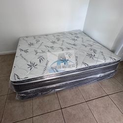 King mattress pillow top and box spring set (2pc - brand new) 