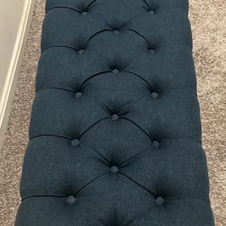 Blue fabric bedroom bench 