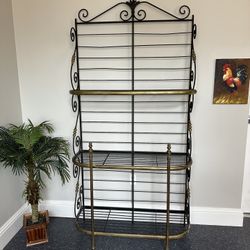 Antique Brass & Iron Bakers Plant Rack Storage Sideboard 