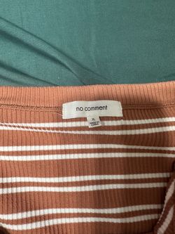 No Comment Striped Ribbed Top XL