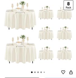 8 Pack Round Tablecloths: Stain Resistant Wrinkle Free Circle Table Clothes,