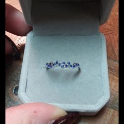 New Dainty .925 Sterling Silver Sapphire Ring Size 8