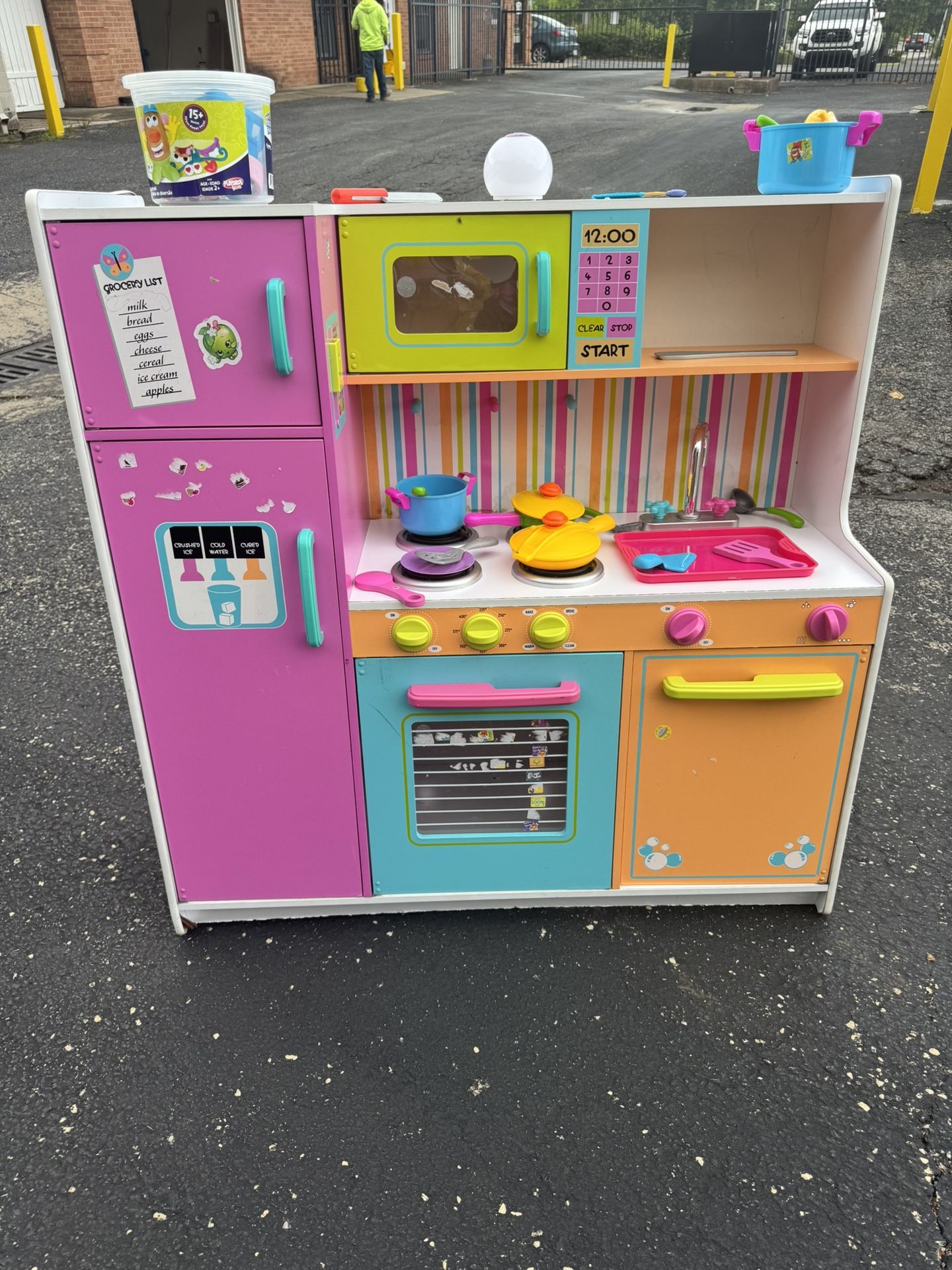 Kids Kitchen With Toy Food Pots And Pans