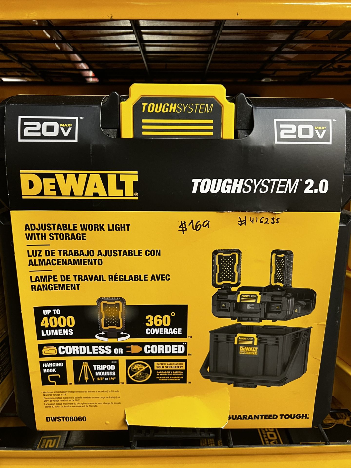 Dewalt 20v Max Toughsystem 2.0 Adjustable Work Light With Storage