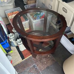 Wood And Glass End Table