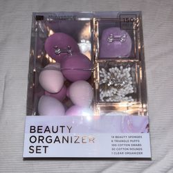 Beauty blender powderpuff Q-Tip and cotton round Organiser 