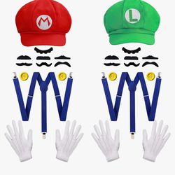 NEW Super Bros Mario & Luigi Halloween Cosplay Costume Adults Kids