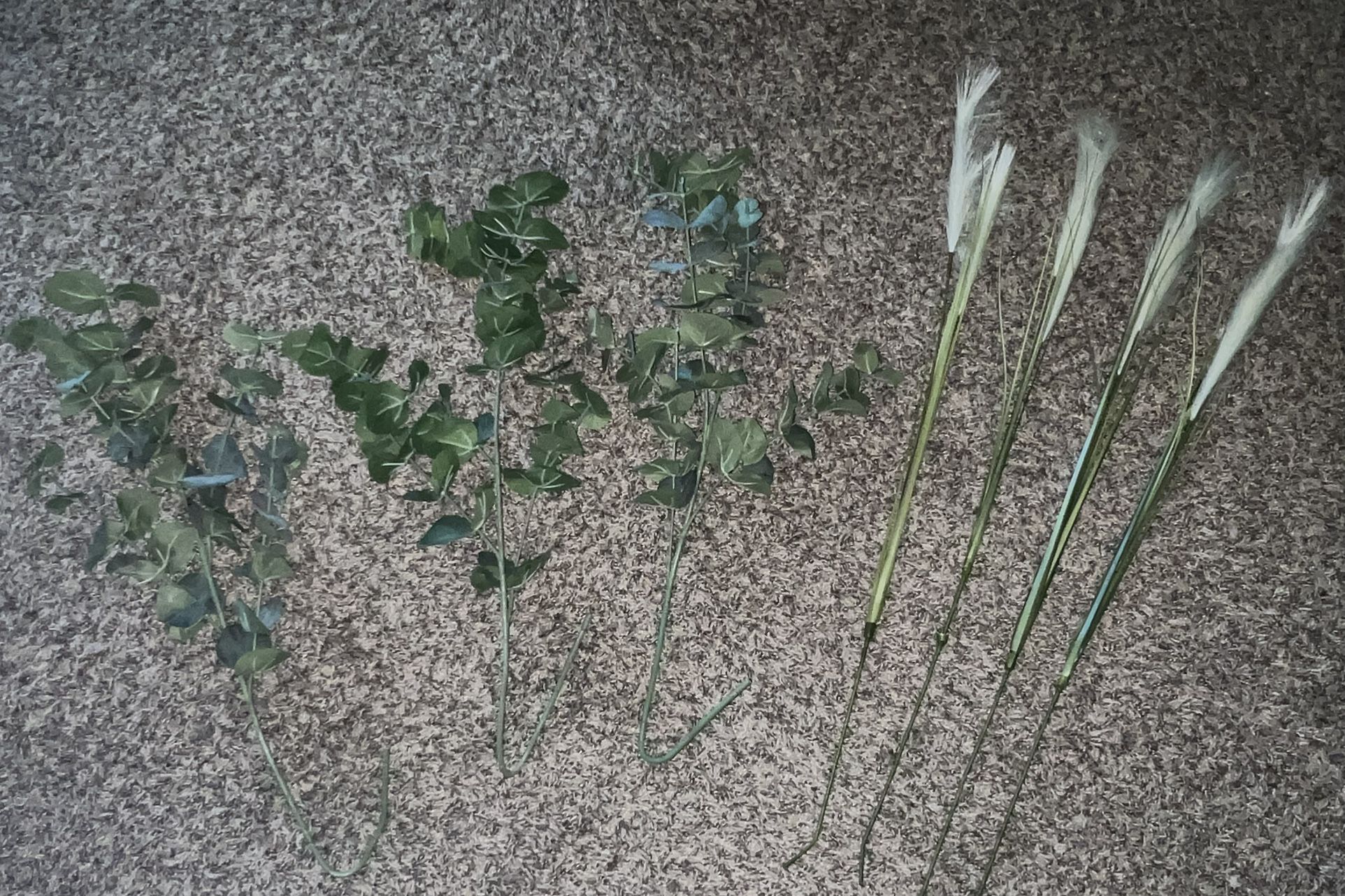 3 piece eucalyptus and 4 piece pampas’s grass