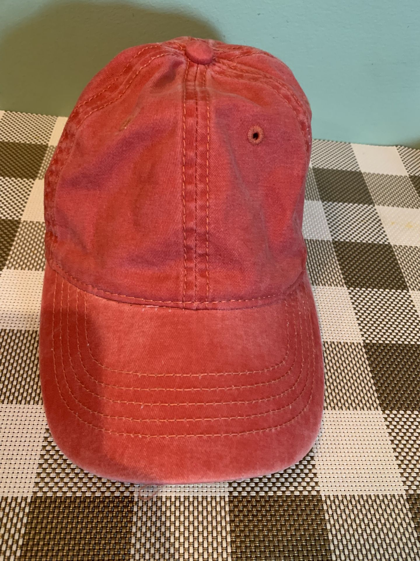 New Red Denim Baseball Cap/hat W/metal Adjustable Band
