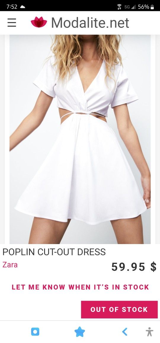 Zara Woman Cut Out Poplin Dress White 7385/084/250 Size M. NEW WITH TAGS for Sale in Miami, FL