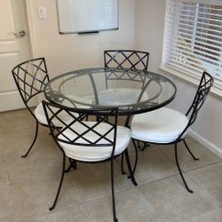 Glass Kitchen Table with 4 Chairs 
