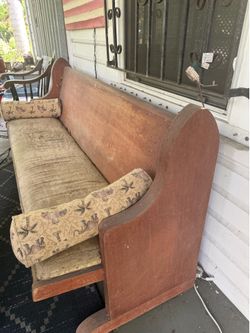 Church pew salvaged from hurricane Andrew Presbyterian Church