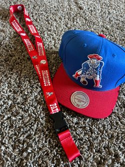 New England Patriots hat and lanyard
